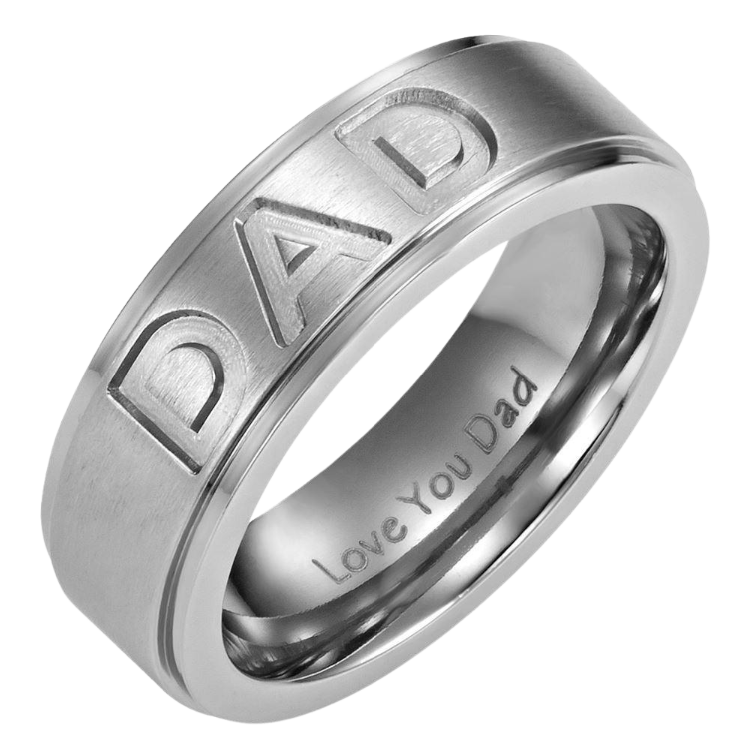 DAD Titanium Ring 7mm Etched Love You Dad