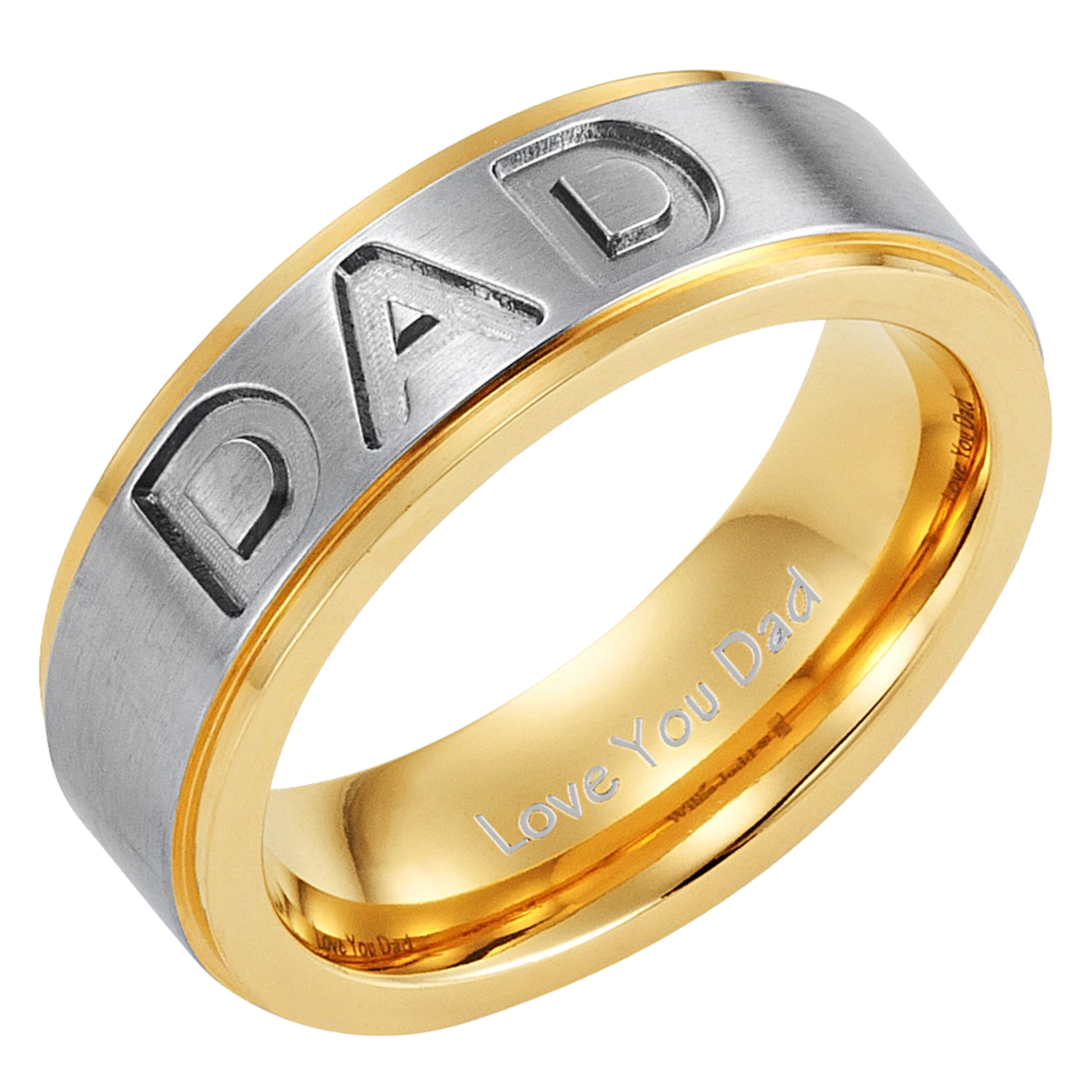 Men's Dad Ring Etched  Love You Dad