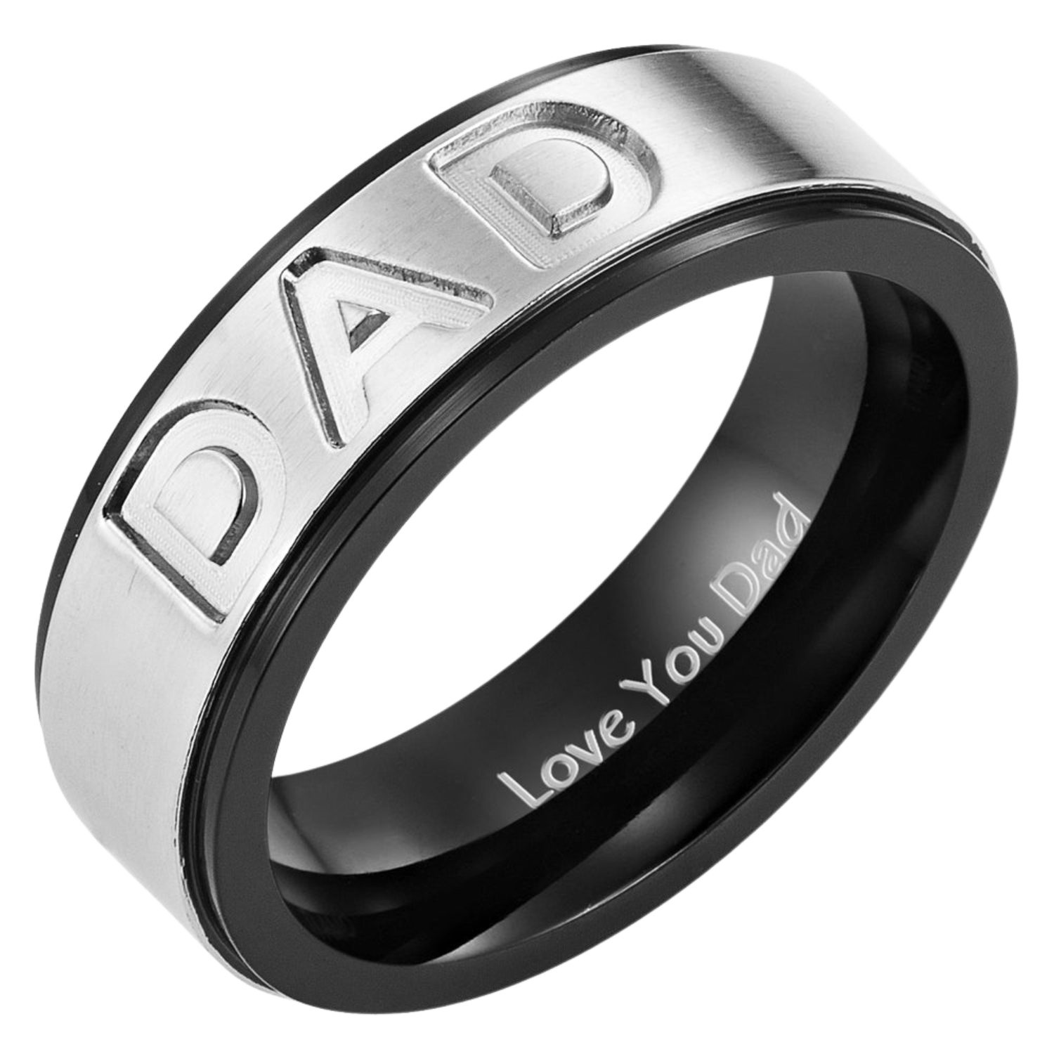 Men's Dad Titanium Etched Ring - Love You Dad