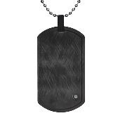 Mens Stainless Steel Black Carbon Fiber Pendant Necklace