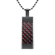 Mens Stainless Steel Black Carbon Fiber Pendant Necklace