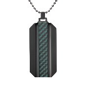 Mens Stainless Steel Black Carbon Fiber Pendant Necklace