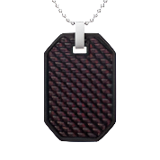 Mens Stainless Steel Black Carbon Fiber Pendant Necklace