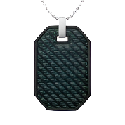 Mens Stainless Steel Black Carbon Fiber Pendant Necklace