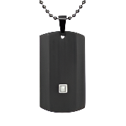 Mens Stainless Steel Black Carbon Fiber Pendant Necklace