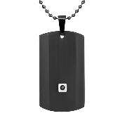 Mens Stainless Steel Black Carbon Fiber Pendant Necklace