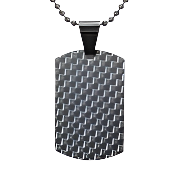 Mens Stainless Steel Black Carbon Fiber Pendant Necklace