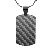 Mens Stainless Steel Black Carbon Fiber Pendant Necklace