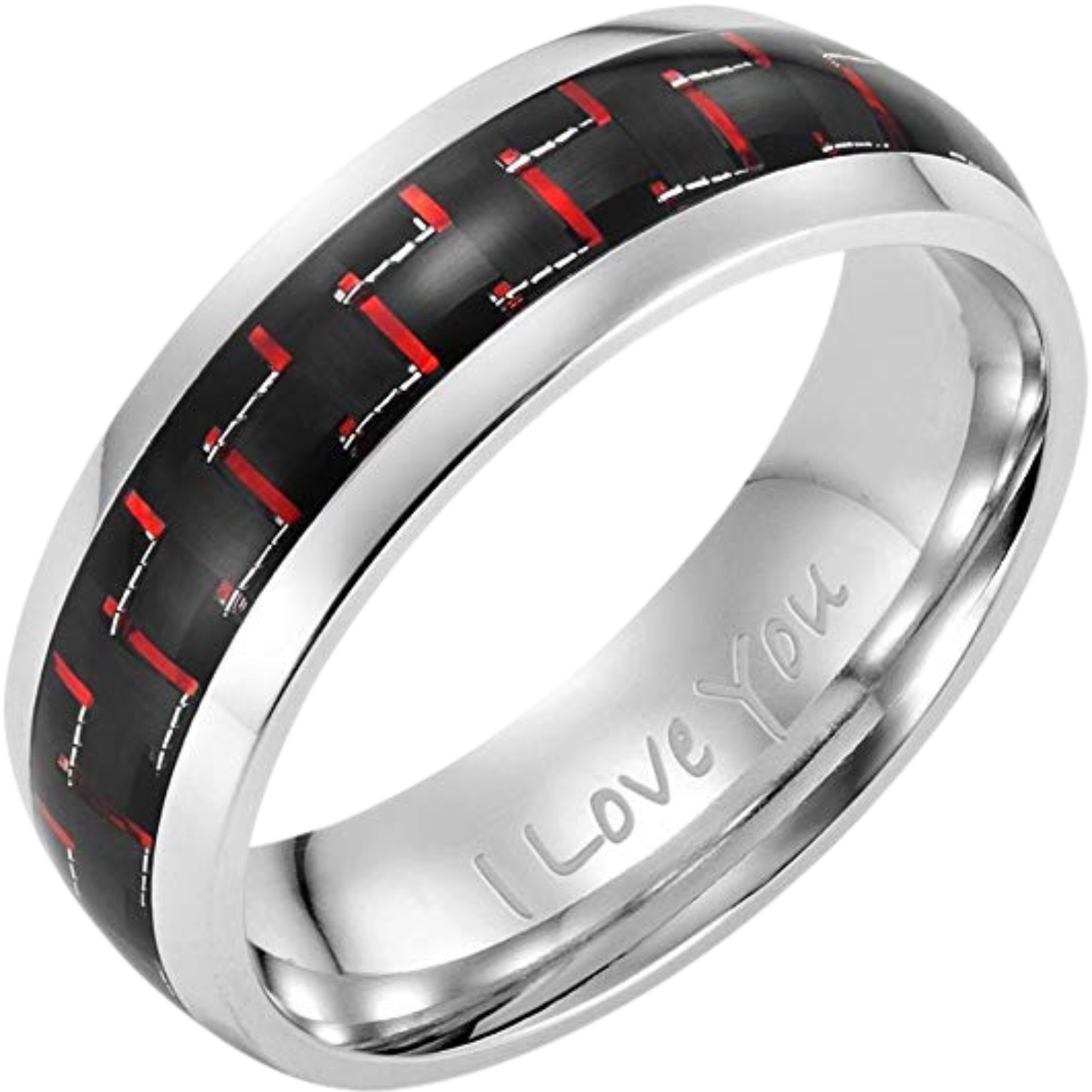 7mm Mens Titanium Ring Engraved I Love You