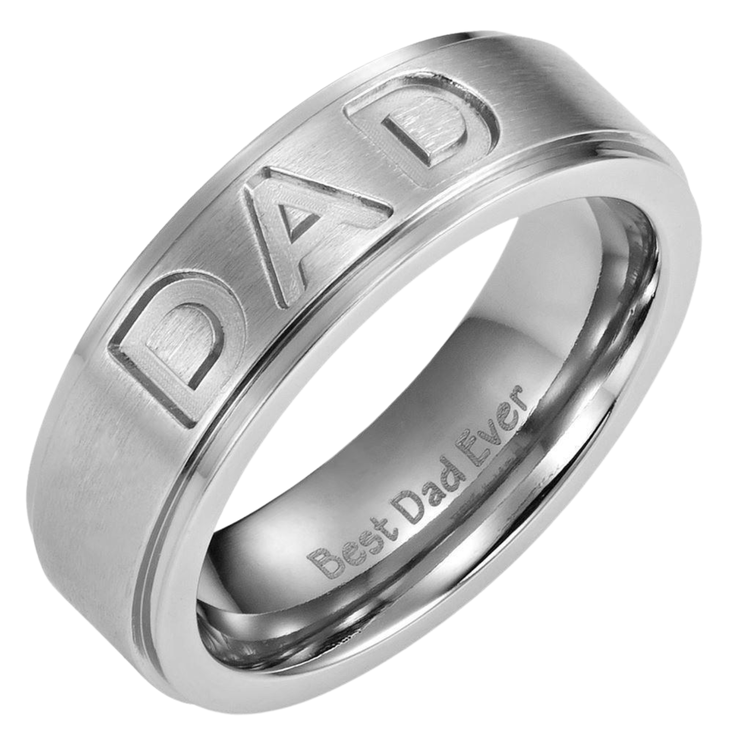 DAD Titanium Ring 7mm Etched Best Dad Ever