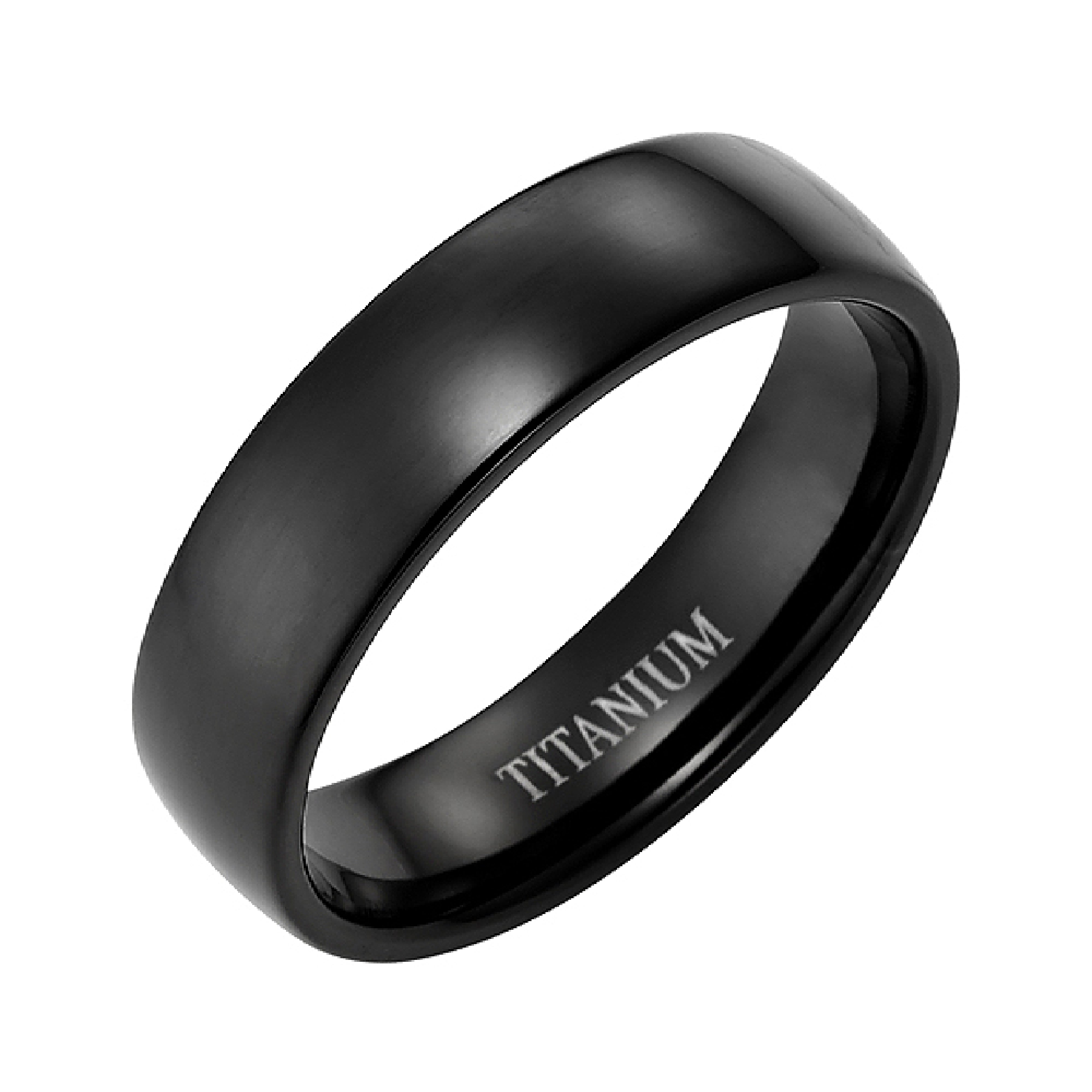 Mens Black Titanium Ring I Love You 7mm