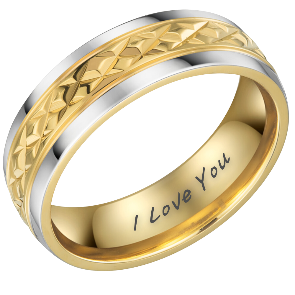 Mens Titanium Ring Etched I Love You 7mm