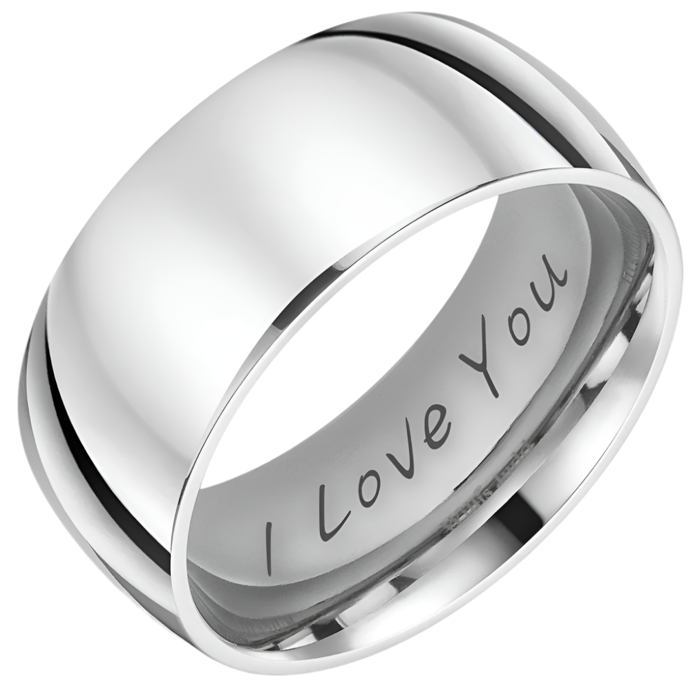 Mens Titanium Ring Etched I Love You 8mm