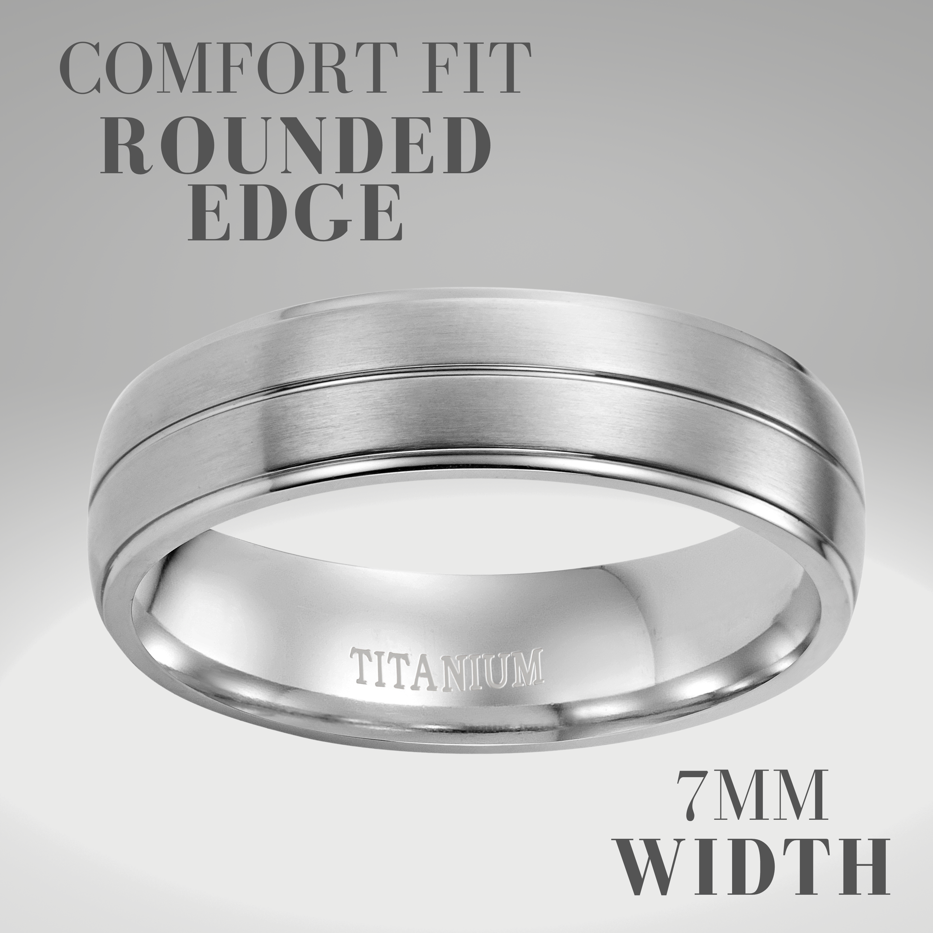 Mens Classic Titanium 7mm Band Ring Etched I Love You