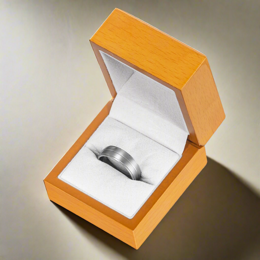 Mens Classic Titanium 7mm Band Ring Etched I Love You