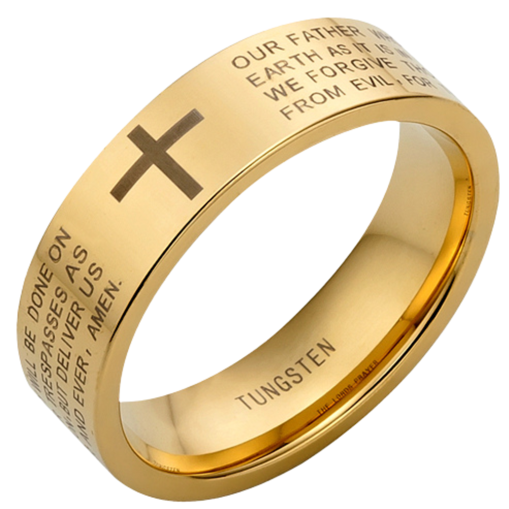 Mens wedding band sale with lord's prayer