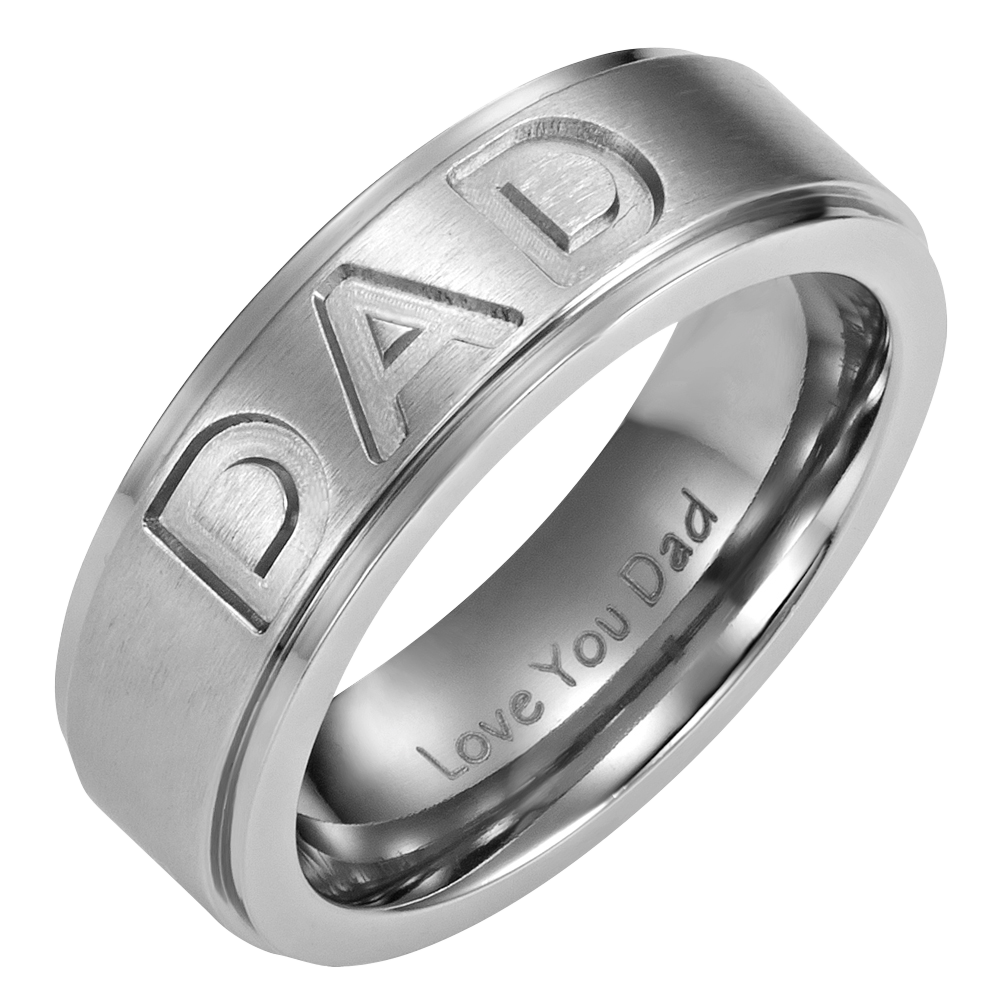 Love You Dad etched Mens Ring