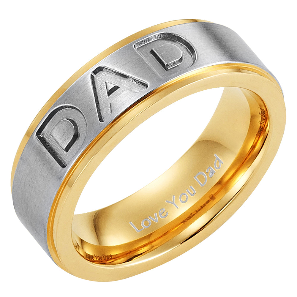 Mens Dad Ring Engraved Love You Dad