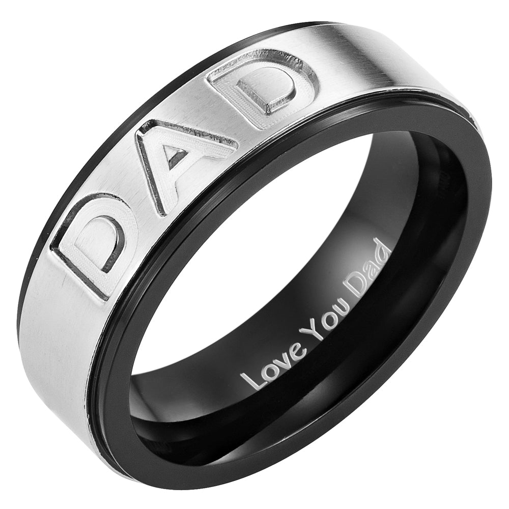 Mens Dad Ring etched Love You Dad