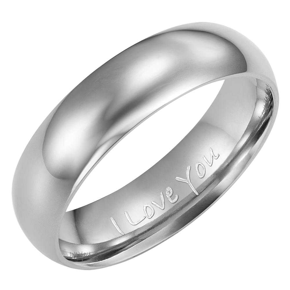 Mens Titanium Ring Engraved I Love You 7mm