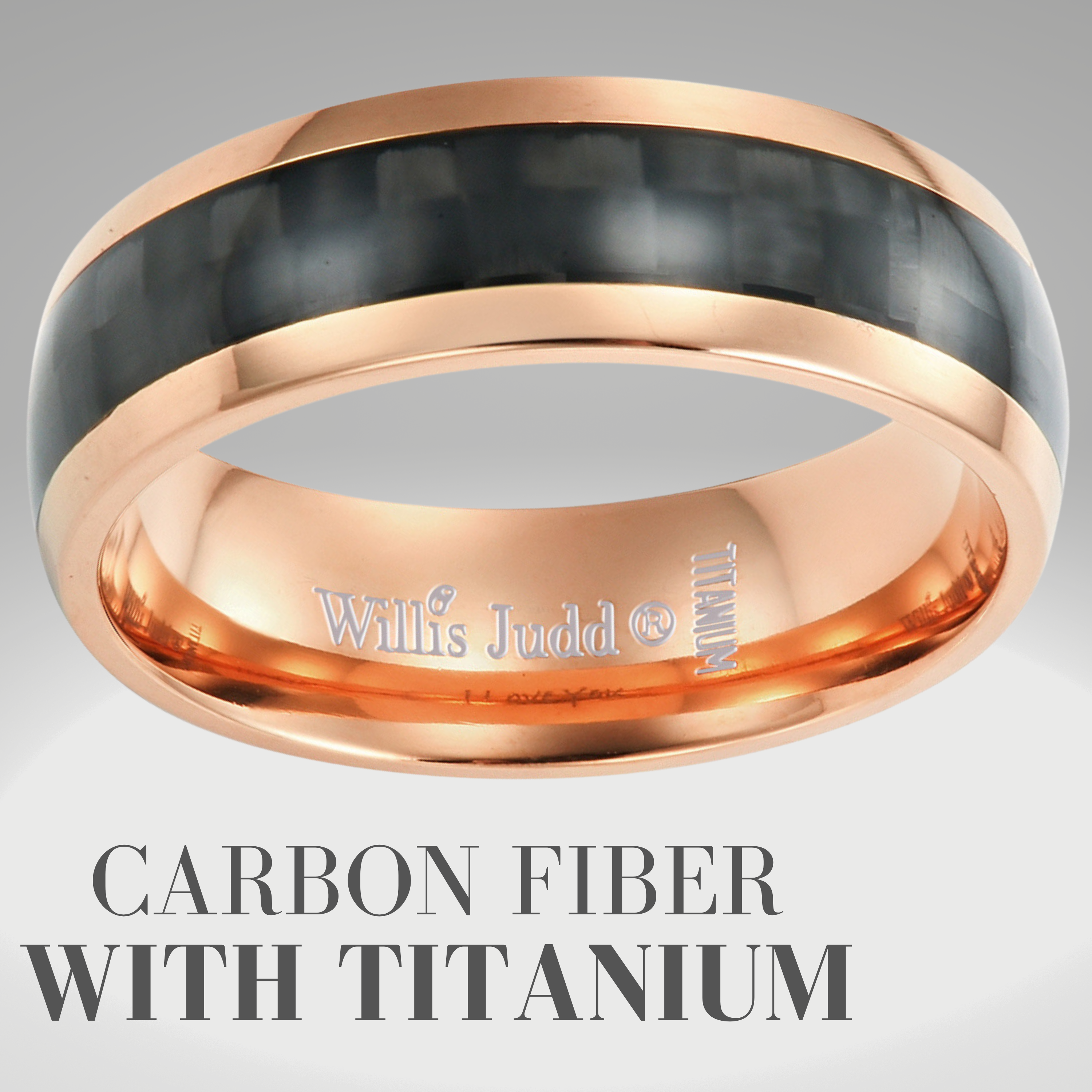 Carbon fiber and on sale rose gold mens ring