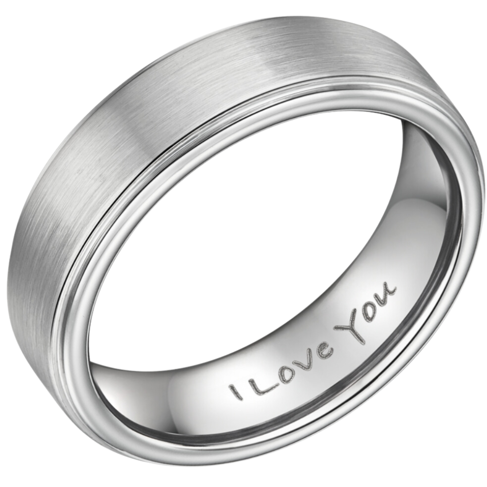 Men’s Tungsten Etched Ring - I Love You 7mm