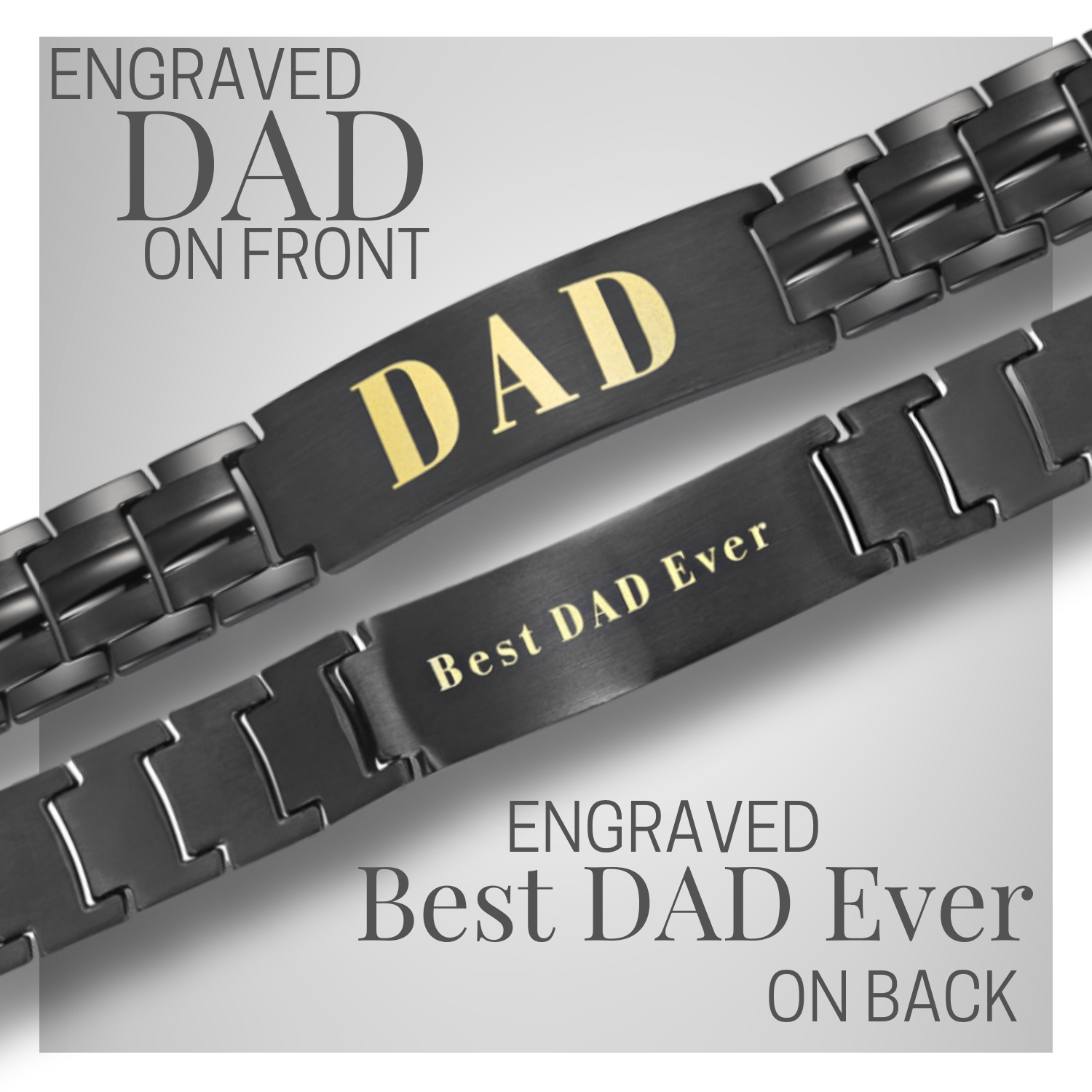 Dad Bracelet Etched Best Dad Ever (gold)