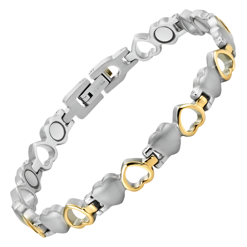 Ladies Magnetic Bracelet Size Adjustable By Willis Judd Love Heart Design