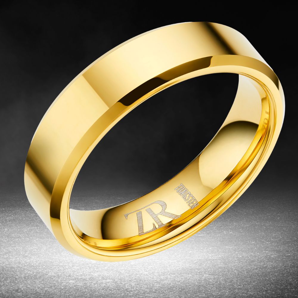 Mens Gold Tungsten Modern Band Ring 6mm