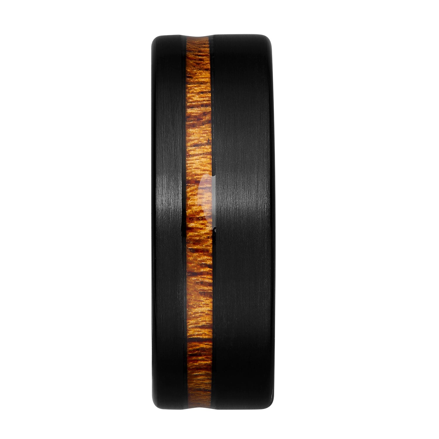 Mens Black Tungsten Wooden Inlay Ring 8mm