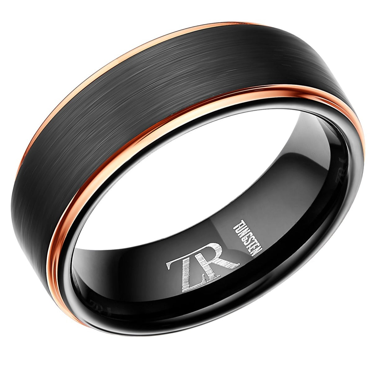 Mens Black Tungsten Classic Wedding Band Ring 8mm