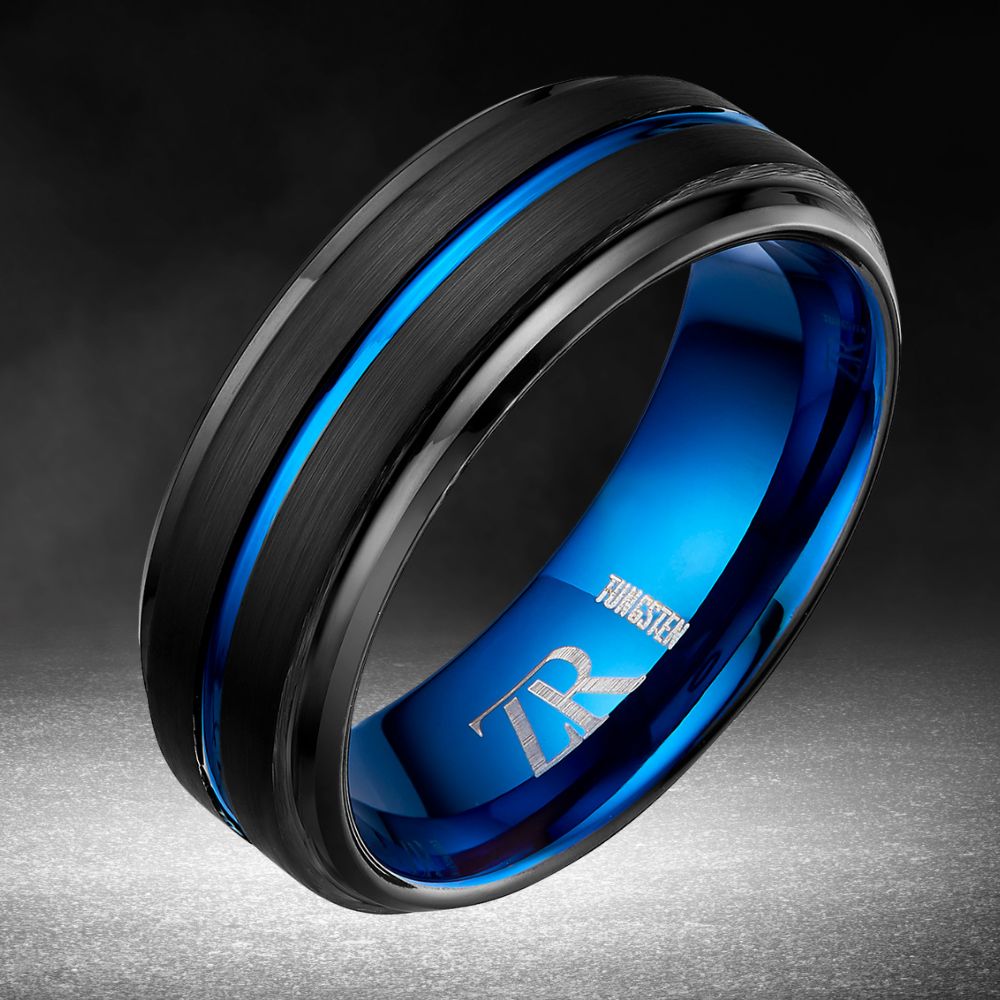 Eclipse Blue Mens Tungsten Ring