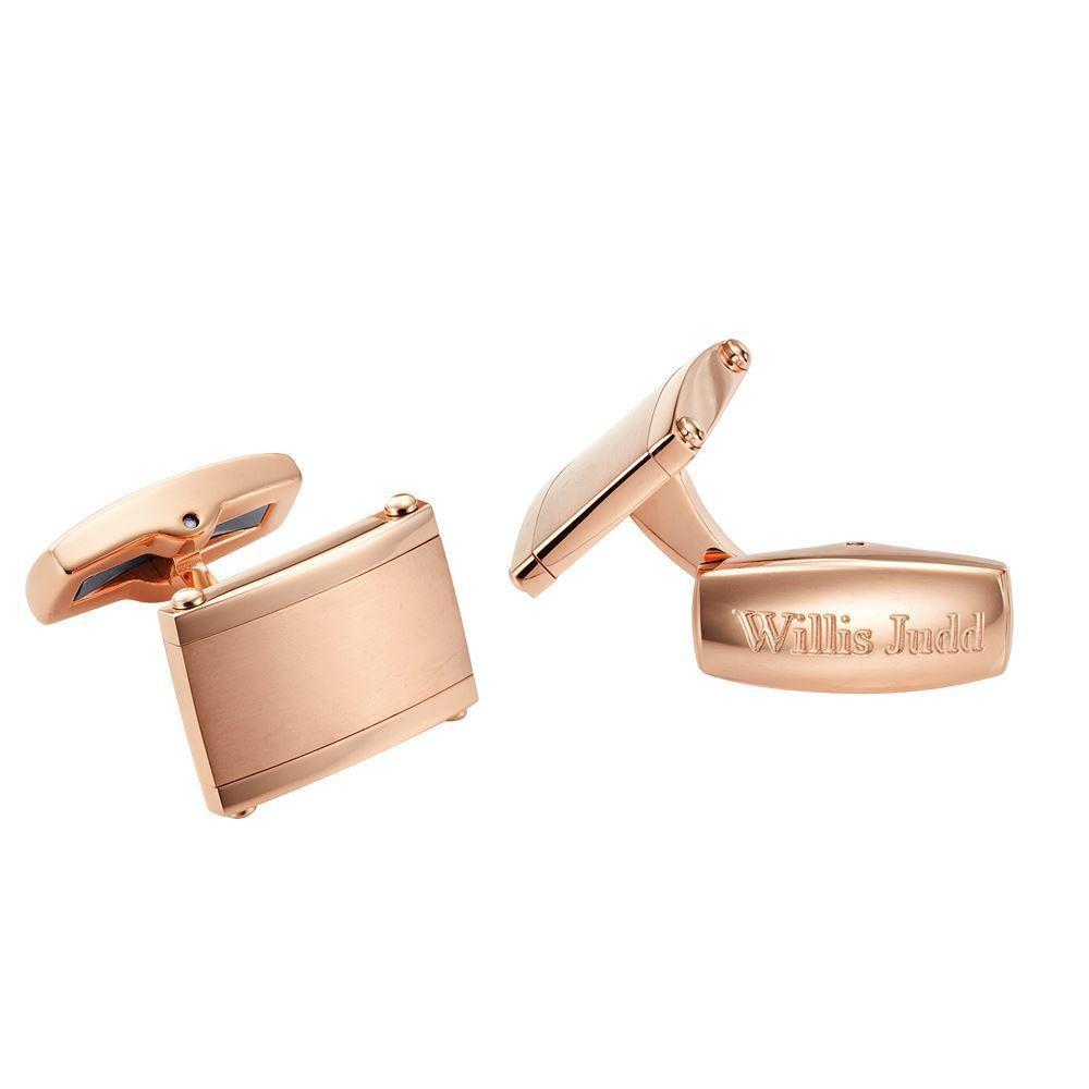 Willis Judd Men’s Rose Colored Stainless Steel Cufflinks with Gift Pouch