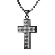 mens Cross Black CZ Diamond Pendant