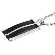 Mens Two Tone Black & Silver Pendant