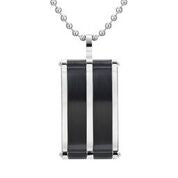 Mens Two Tone Black & Silver Pendant