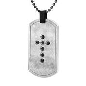 Mens Stainless Steel Black Carbon Fiber Pendant Necklace