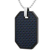 Mens Stainless Steel Black Carbon Fiber Pendant Necklace