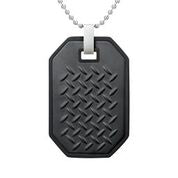 Mens Stainless Steel Black Carbon Fiber Pendant Necklace