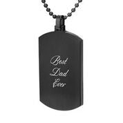 Mens Stainless Steel Black Carbon Fiber Pendant Necklace