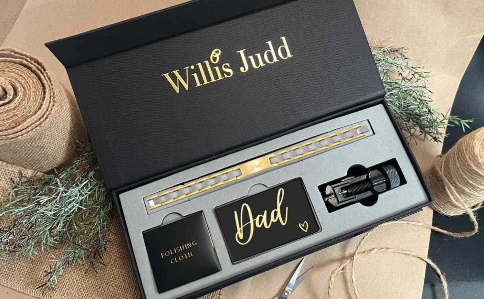 Men's Gold Two Tone Titanium Engraved Bracelet - Best Dad Ever